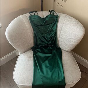 Elegant Green Satin Dress